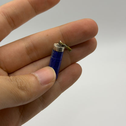 Natural Afghan Lapis Lazuli Point Pendant Silver Cap Hexagonal Crystal Bullet