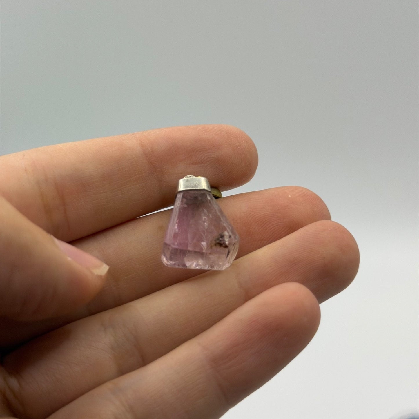 Sterling Silver 925 Raw Quartz Crystal Point Gemstone Pendant