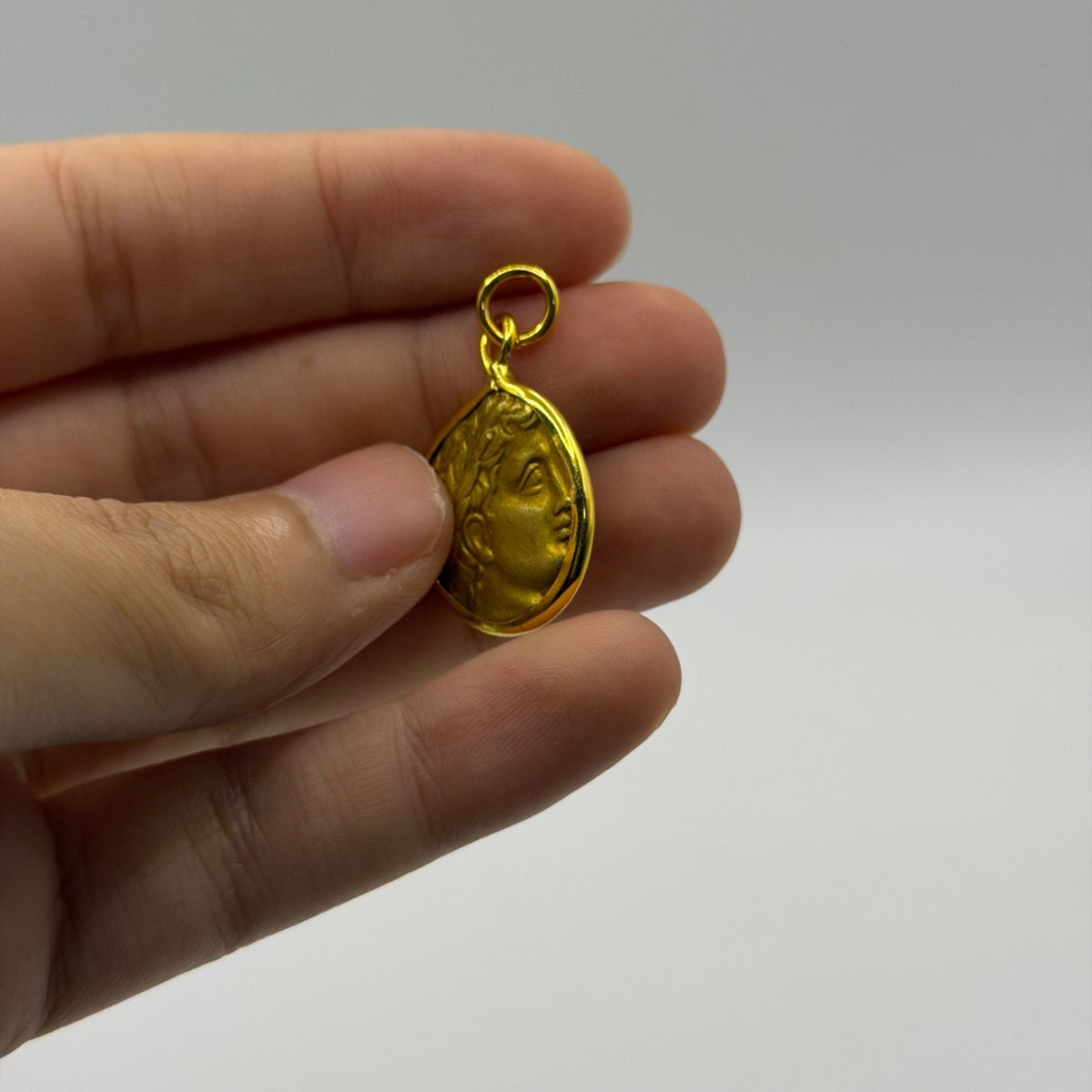 Ancient Roman Greek Style Gold Plated Coin Pendant