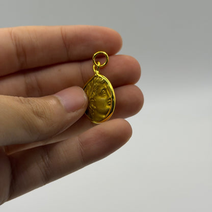 Ancient Roman Greek Style Gold Plated Coin Pendant