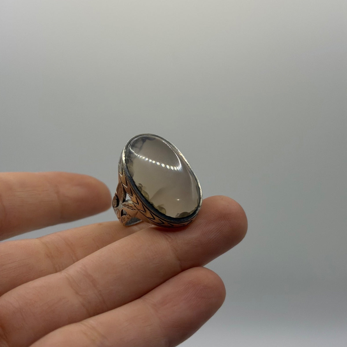 Vintage Old Agate Stone Handmade Silver Ring