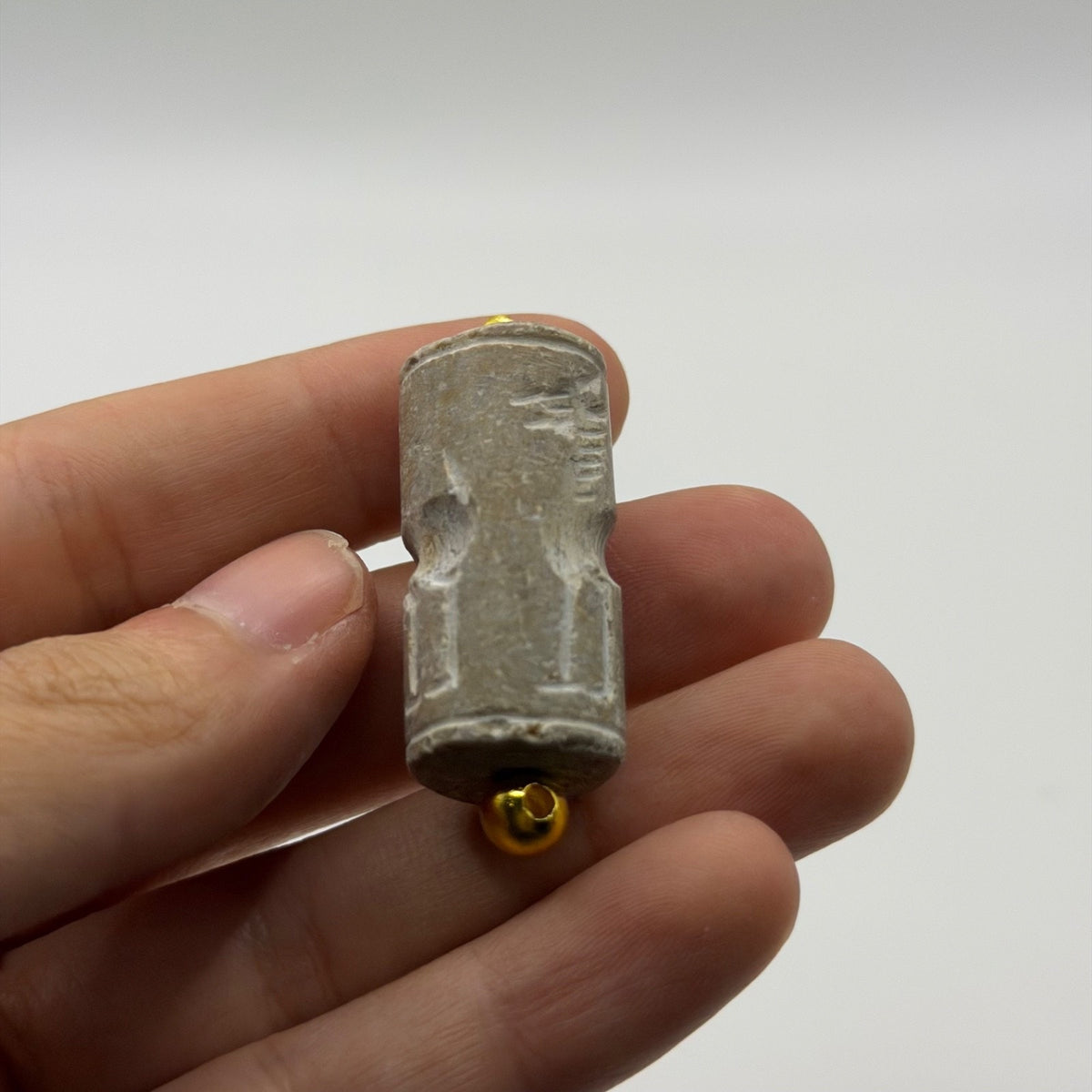 Antique Carved Cylinder Seal Pendant Ancient Style Bead Charm