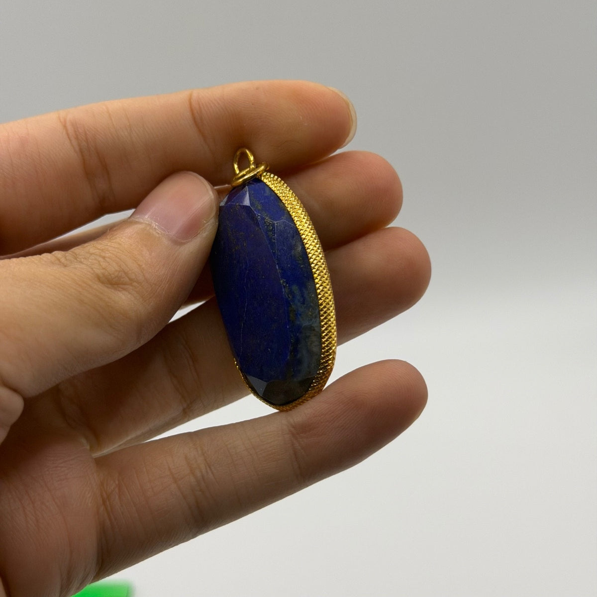 Genuine Natural Afghan Lapiz Lazuli Gold Gilded Pendant