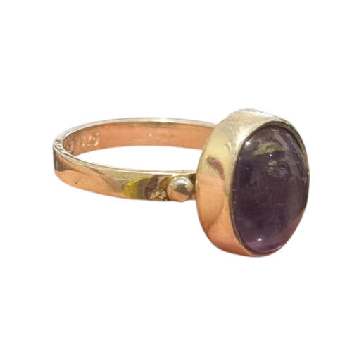 Natural Amethyst Stone Minimal Ring Silver 92.5