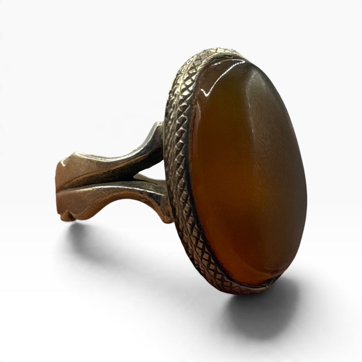 Vintage Post Medieval Style Silver Agate Ring