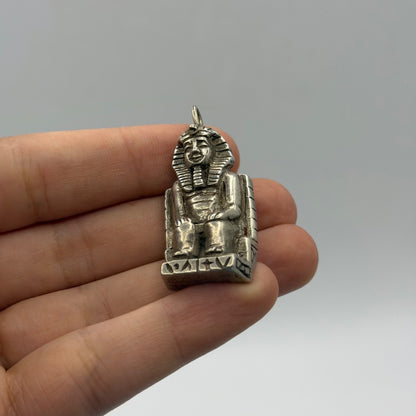 Ancient Egyptian Inspired Silver Pharaoh King Pendant