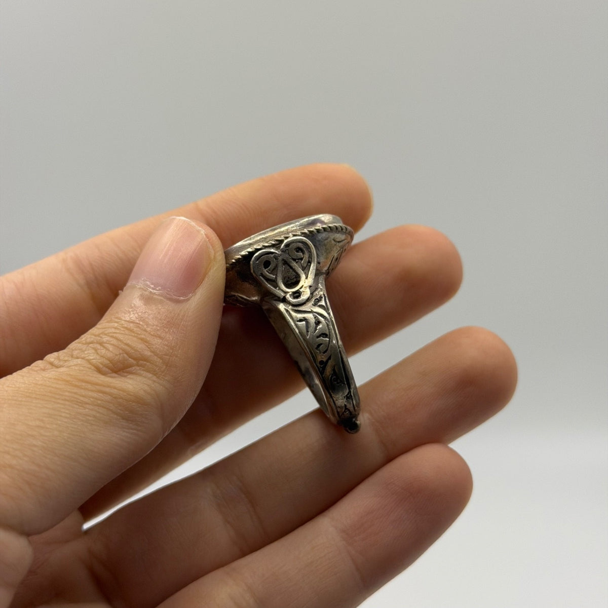 Vintage Ancient Roman Style Silver Intaglio Ring