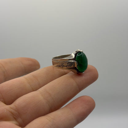 Vintage Handmade Silver Ring With Jade Stone