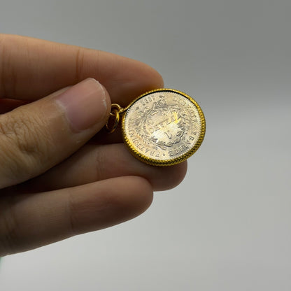 French Marianne / Ceres Dupré Style Coin Gold Plated Pendant