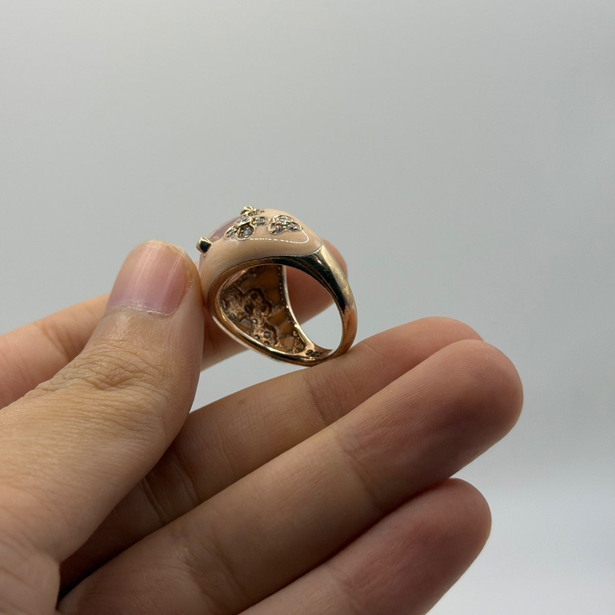 Scarce 18k Gold Plated Silver Ring With Gem Stone