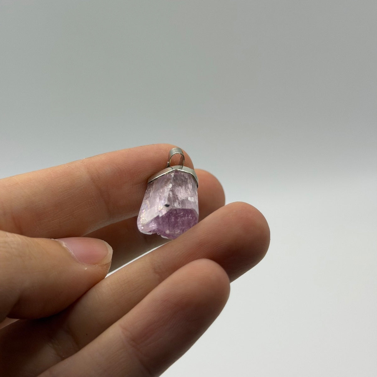 Sterling Silver 925 Raw Quartz Crystal Point Gemstone Pendant