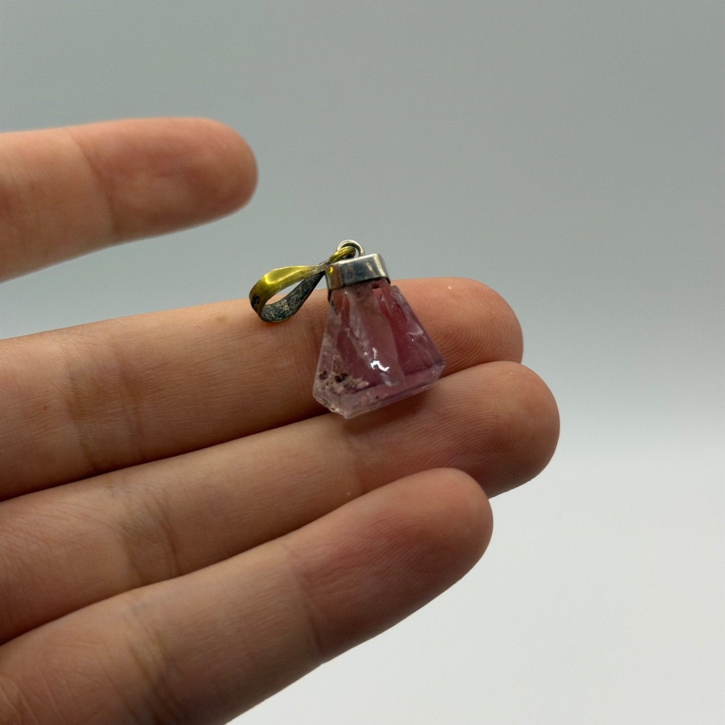 Sterling Silver 925 Raw Quartz Crystal Point Gemstone Pendant