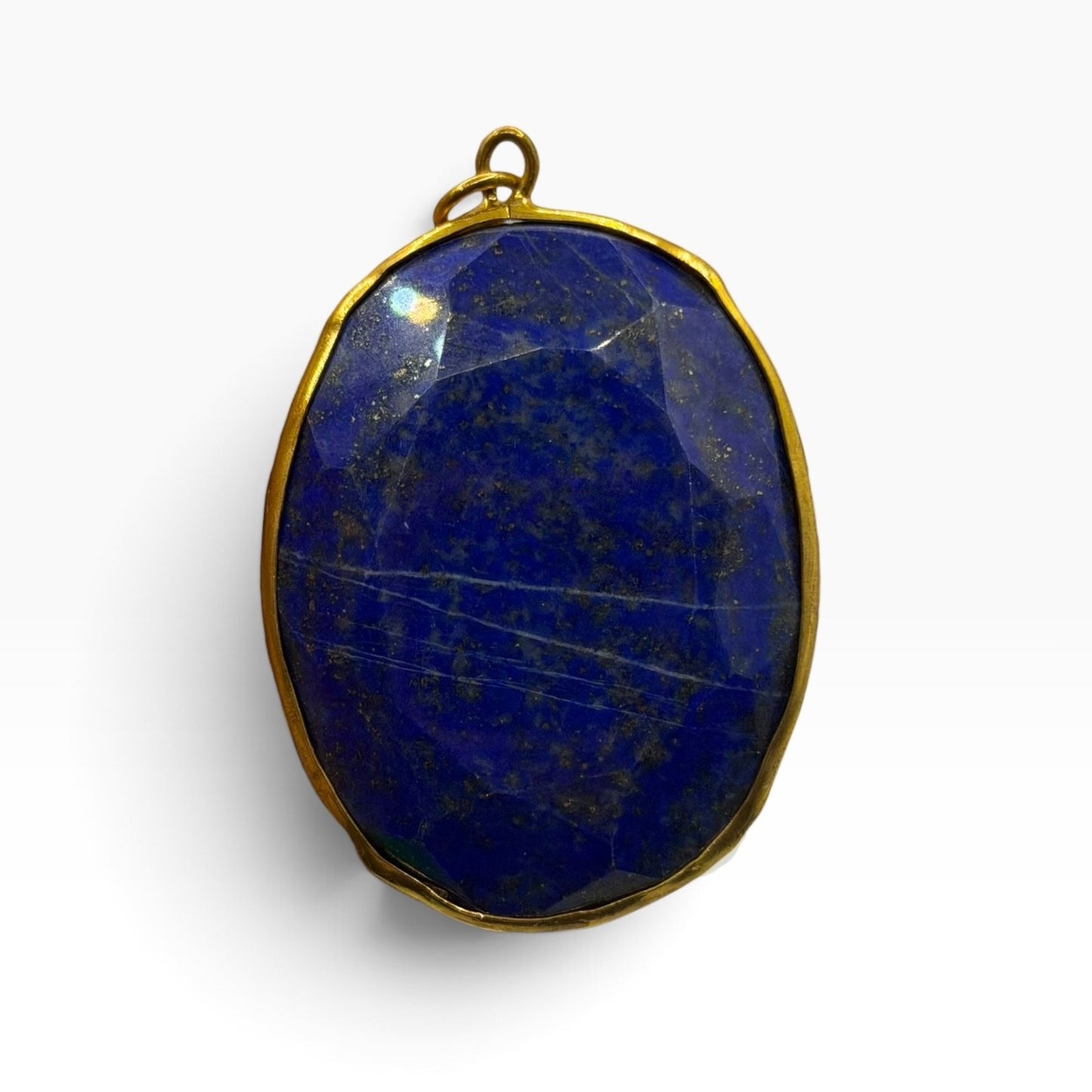 Natural Afghan Lapis Lazuli Stone Gold Gilded Pendant