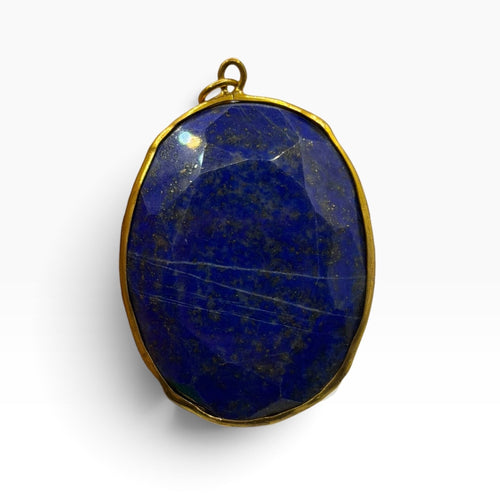 Natural Afghan Lapis Lazuli Stone Gold Gilded Pendant