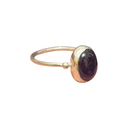 Natural Amethyst Stone Minimal Ring Silver 92.5