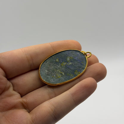 Genuine Natural Afghan Lapiz Lazuli Gold Gilded Pendant