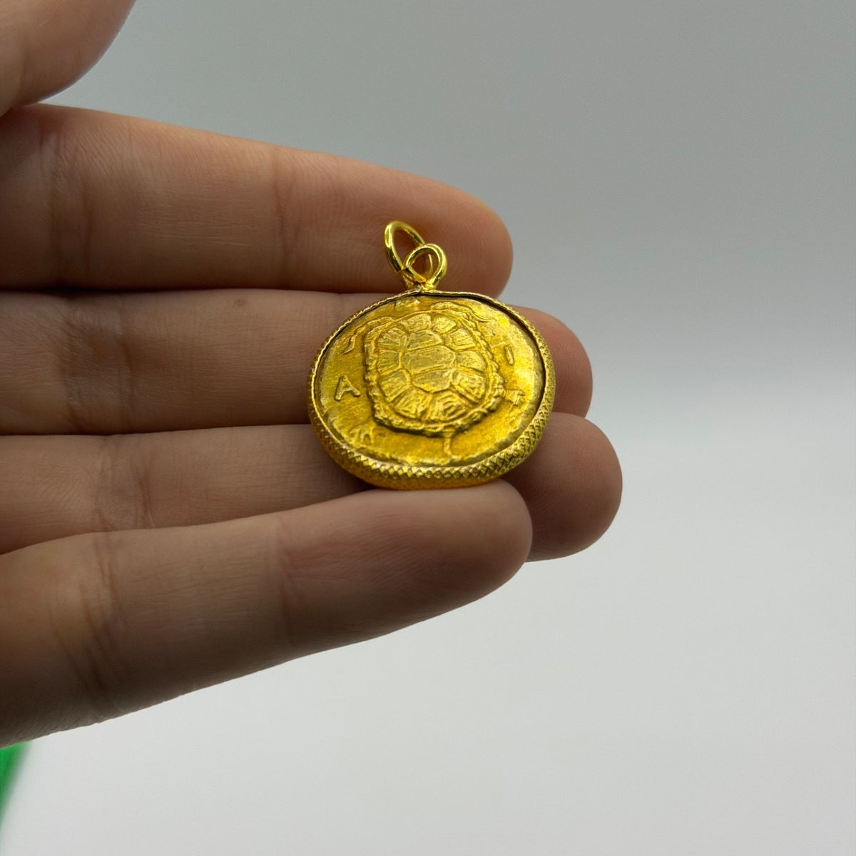 Ancient Roman Greek Style Gold Plated Coin Pendant