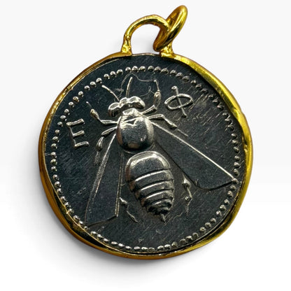 Ancient Roman Greek Style Silver & Gold Plated Coin Pendant