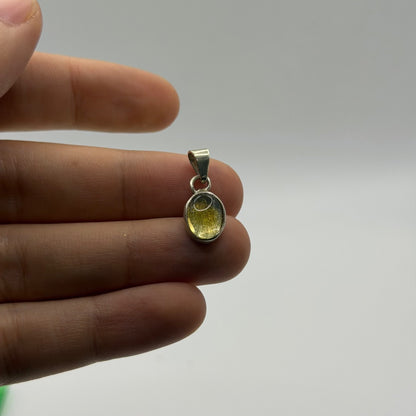 925 Sterling Silver Olive Green Moldavite Peridot Oval Gemstone Pendant