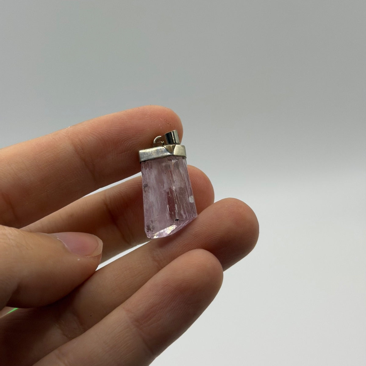 Sterling Silver 925 Raw Quartz Crystal Point Gemstone Pendant