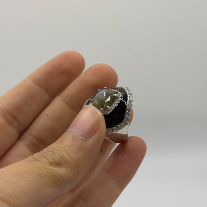 Unique Sterling Silver Ring With Gems Stone