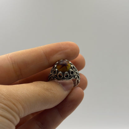 Vintage Islamic Ottoman Style Tiger Eye Silver Ring
