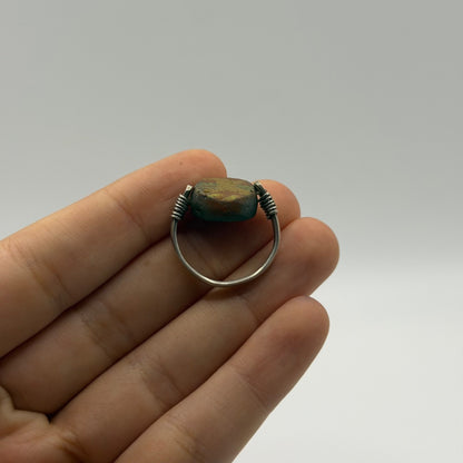 Vintage Silver Greco Roman Style Stone Cabochon Ring
