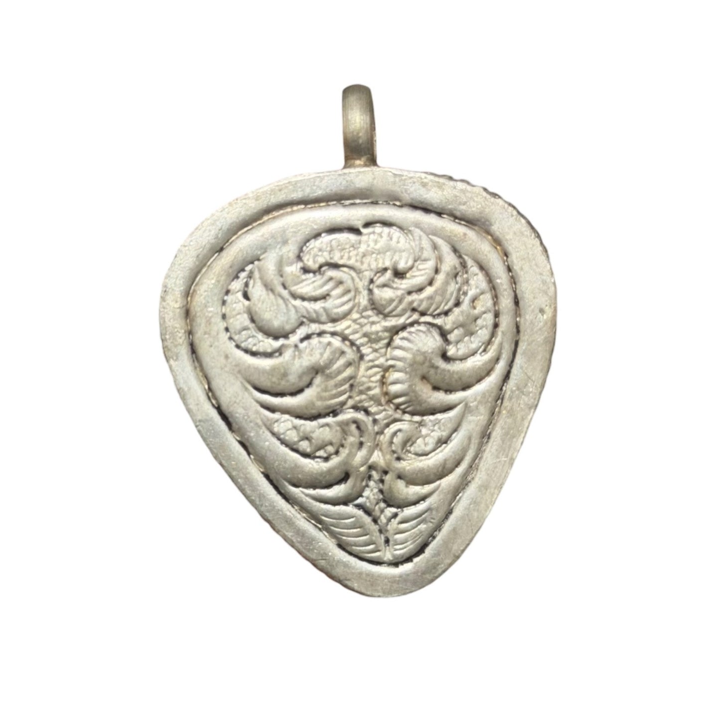 Vintage Nepalese Boho Tribal Amber Like Stone Silver Tone Pendant