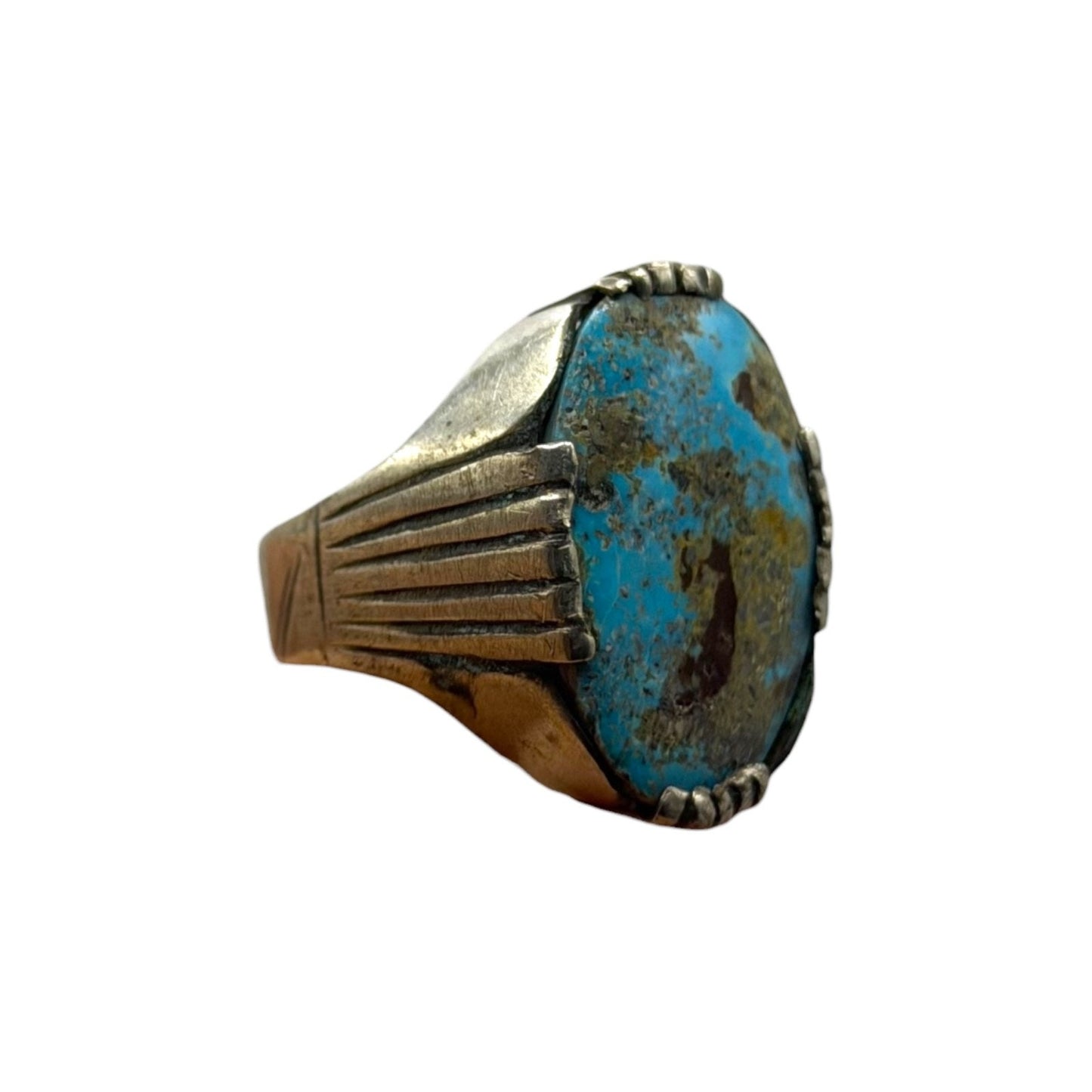 Vintage Silver Ring Natural Turquoise Stone Southwestern Statement
