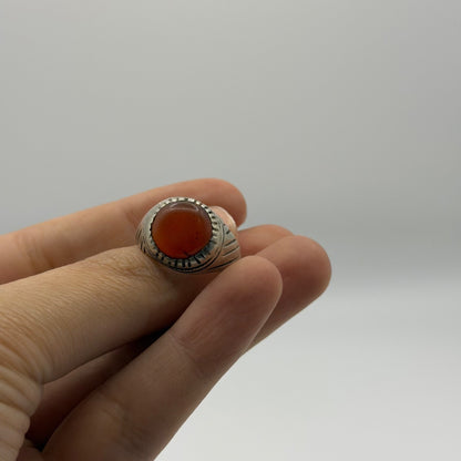 Vintage Handmade Silver Ring With Agate Stone