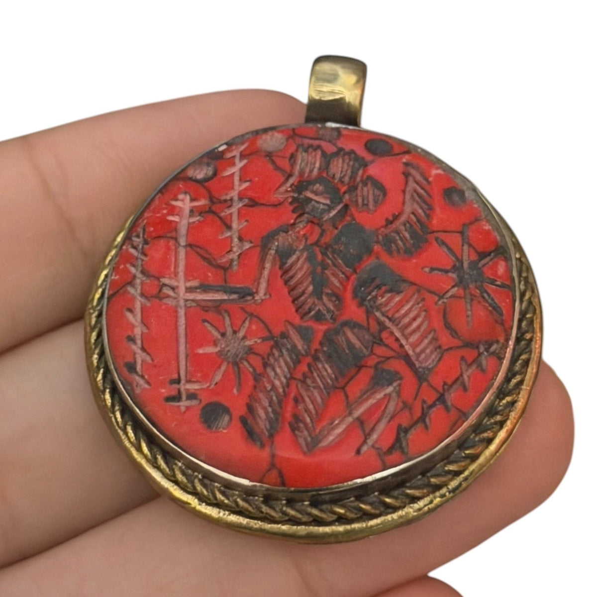 Beautiful Ancient Near Eastern Style Intaglio Silver Tone Pendant