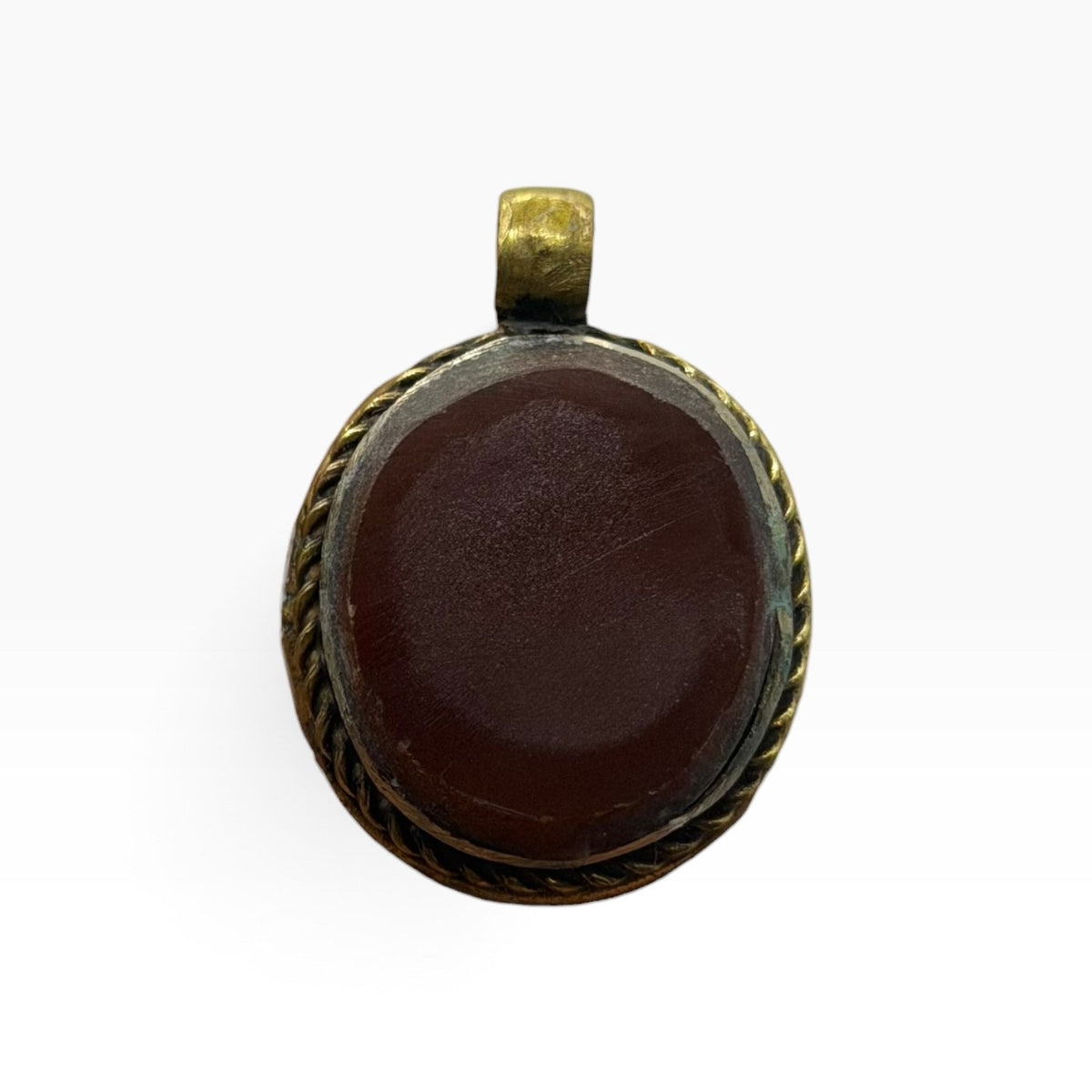 Vintage Natural Agate Afghan Tribal Style Brass Pendant