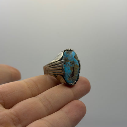 Vintage Silver Ring Natural Turquoise Stone Southwestern Statement