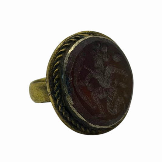 Ancient Roman Style Emperor Intaglio Brass Ring