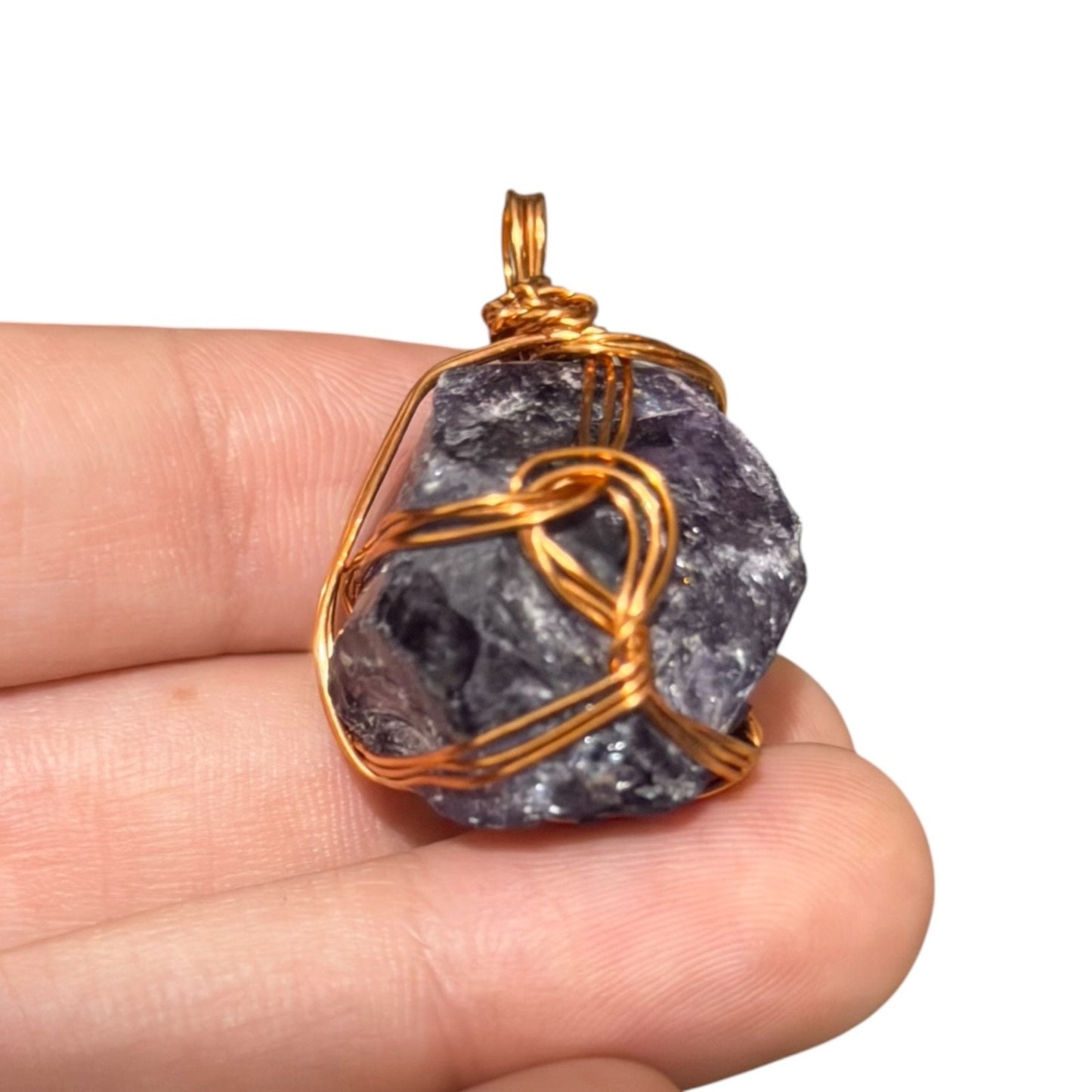 Natural Amethyst Stone Gold Tone Pendant
