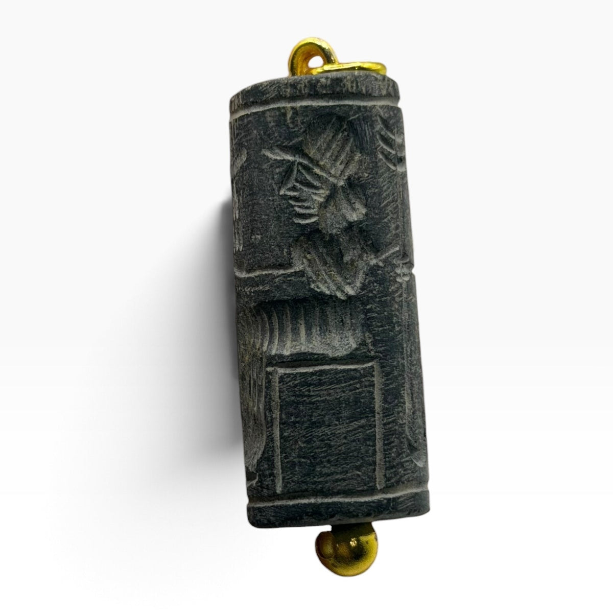Ancient Near Eastern Style Intaglio Bead Gold Tone Pendant