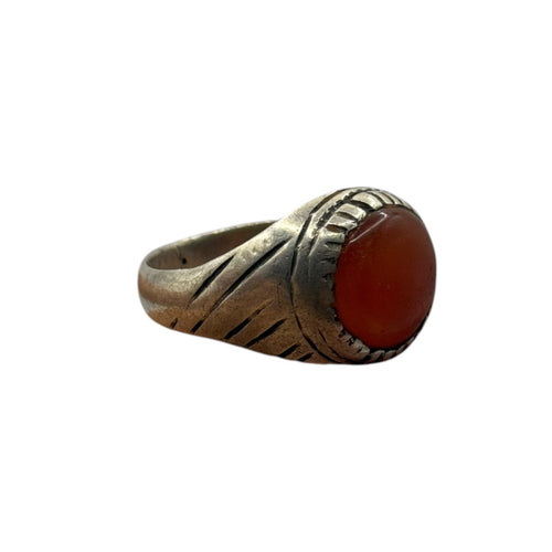 Vintage Handmade Silver Ring With Agate Stone