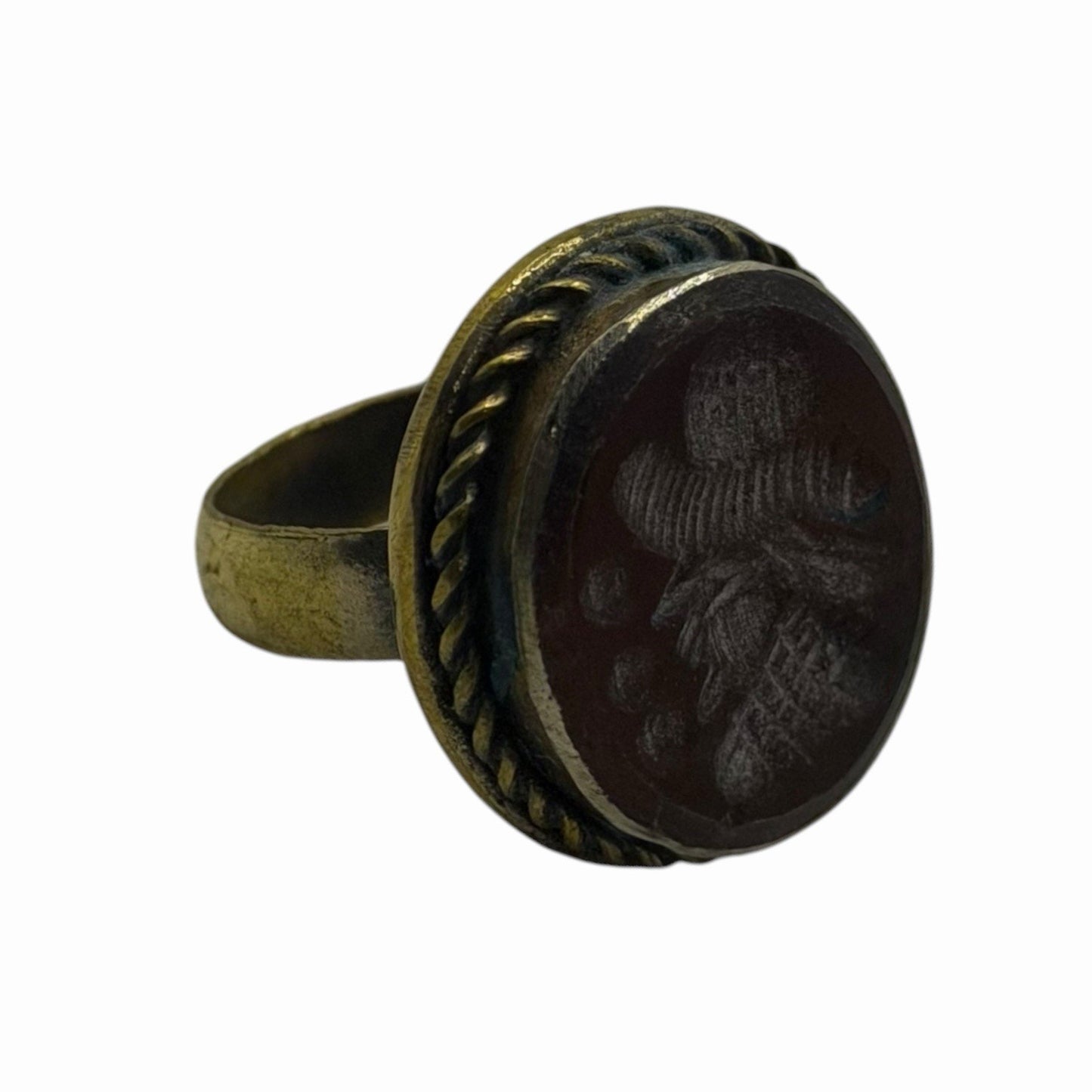 Ancient Roman Style Emperor Intaglio Brass Ring