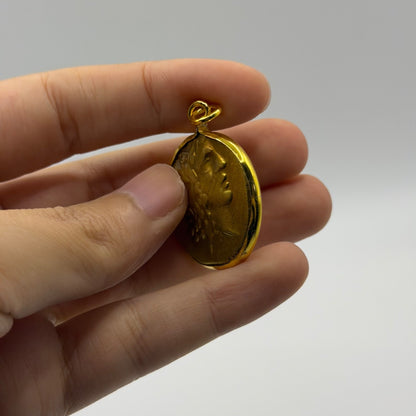 Ancient Roman Greek Style Gold Plated Coin Pendant