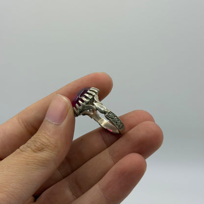 Stunning Vintage Silver Ring With Pink Stone