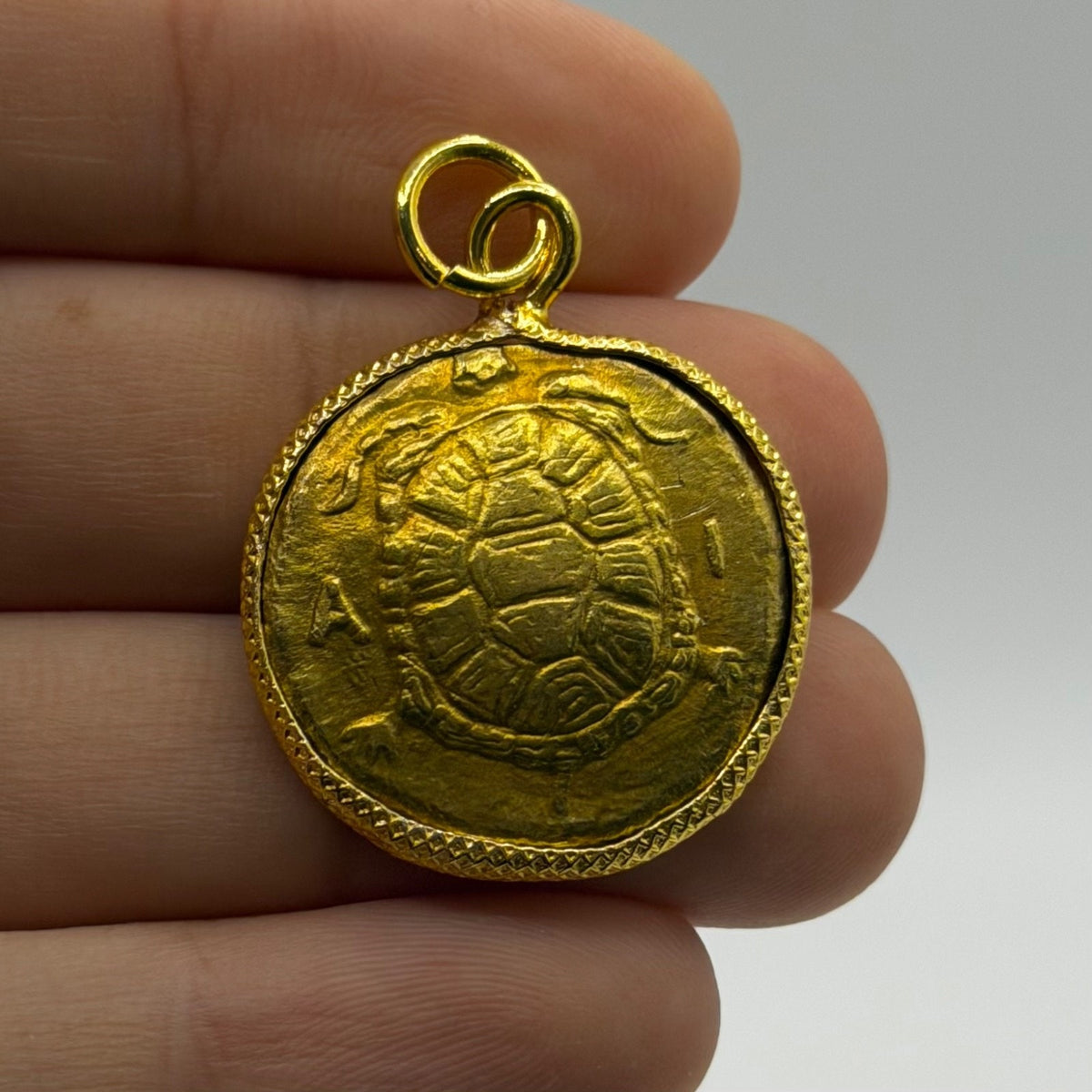 Ancient Roman Greek Style Gold Plated Coin Pendant
