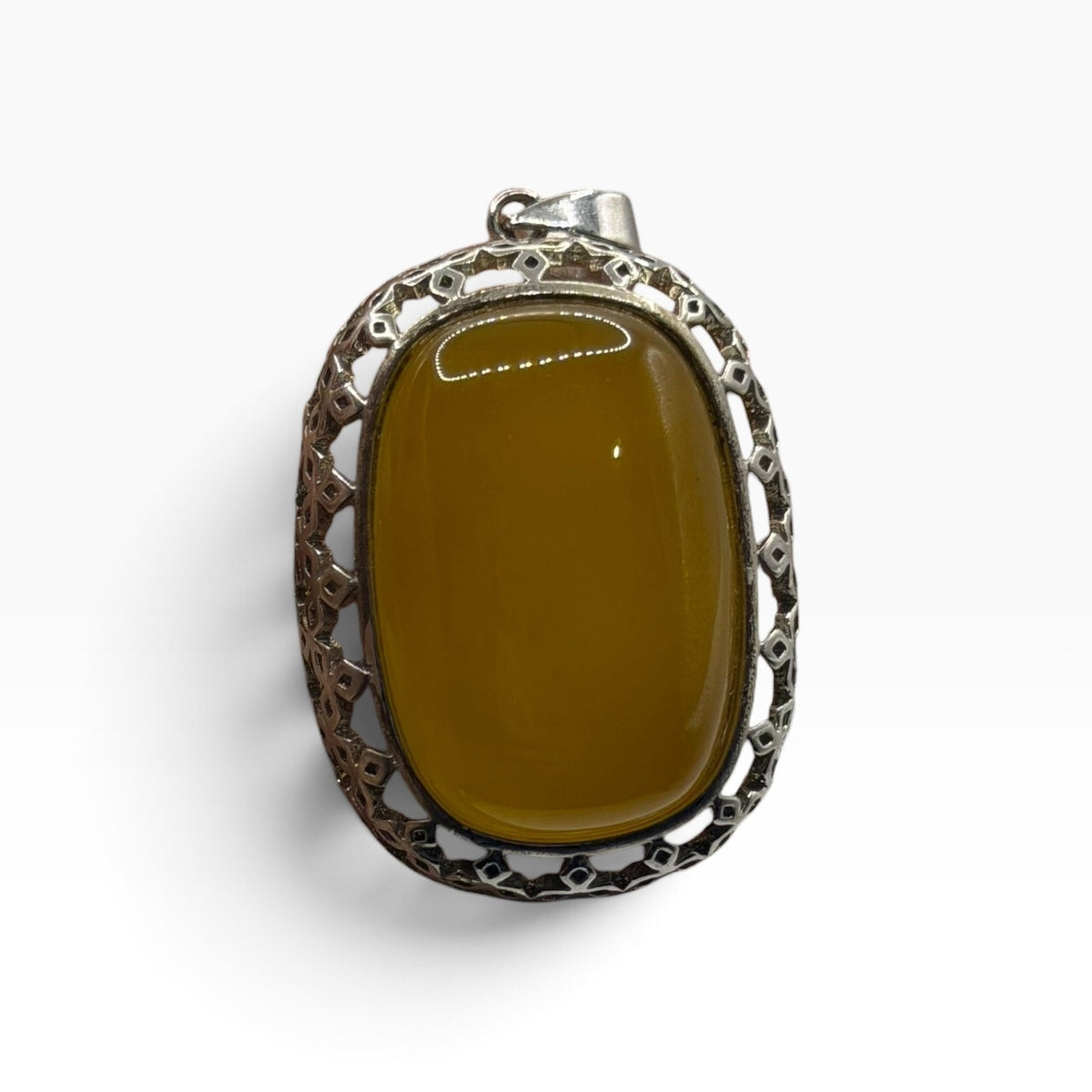Antique Style Carved Blue Stone Intaglio Medallion Pendant Brass Frame