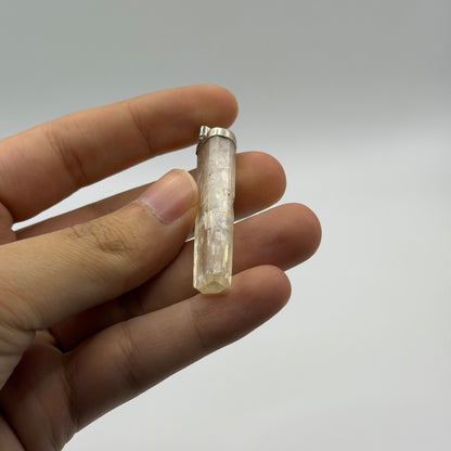 Stunning Raw Scapolite Crystal Slice Silver Pendant