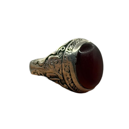 Vintage Arabic Style Handmade Silver Ring With Stone