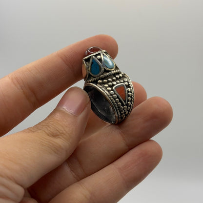 Antique Afghan Tribal Kucci Nomad Silver Ring With Stones