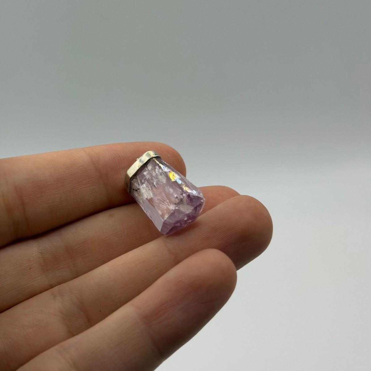 Sterling Silver 925 Raw Quartz Crystal Point Gemstone Pendant