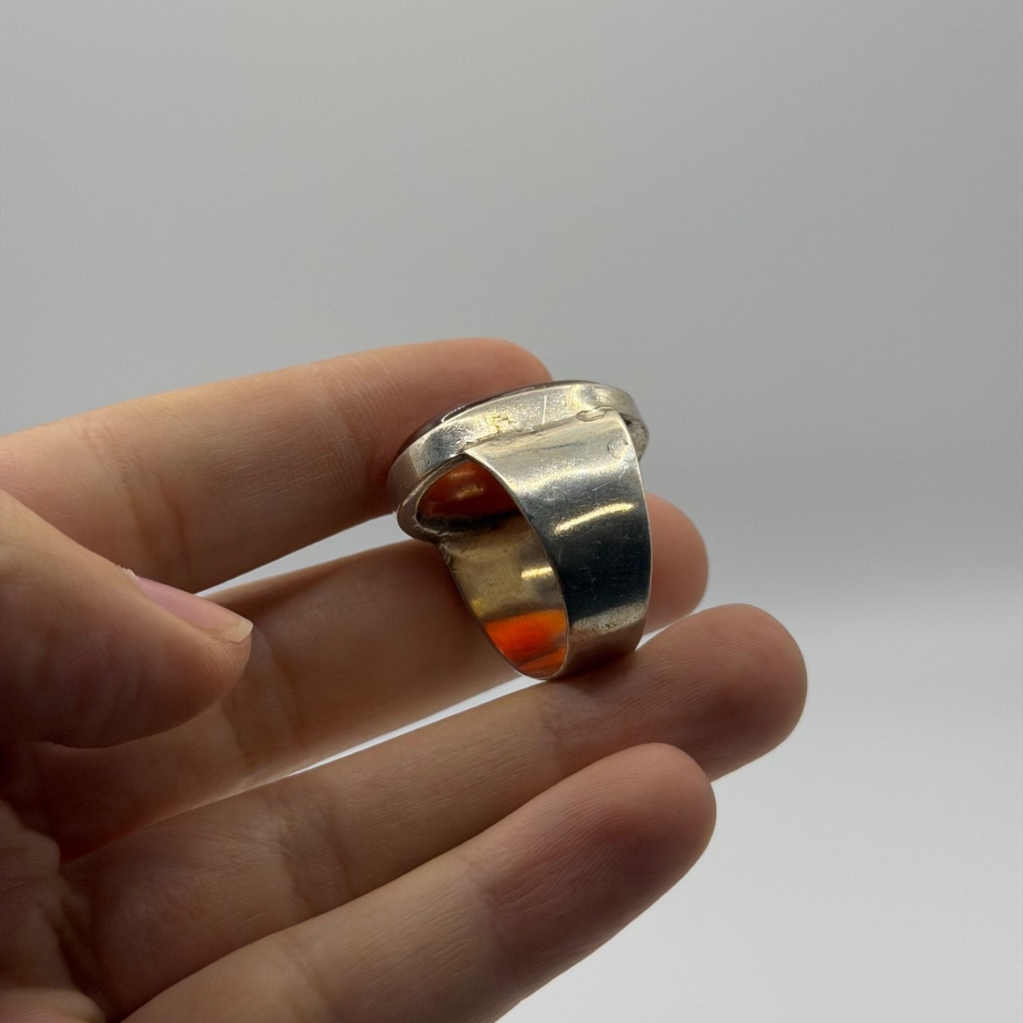 Vintage Silver Ring Carved Carnelian Intaglio Arabic Script