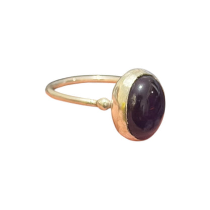 Natural Amethyst Stone Minimal Ring Silver 92.5