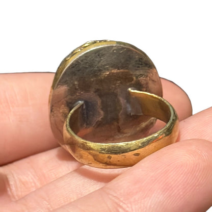 Ancient Roman Style Intaglio Carved Brass Ring
