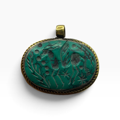 Ancient Near Eastern Style Hand Carved Intaglio Brass Pendant